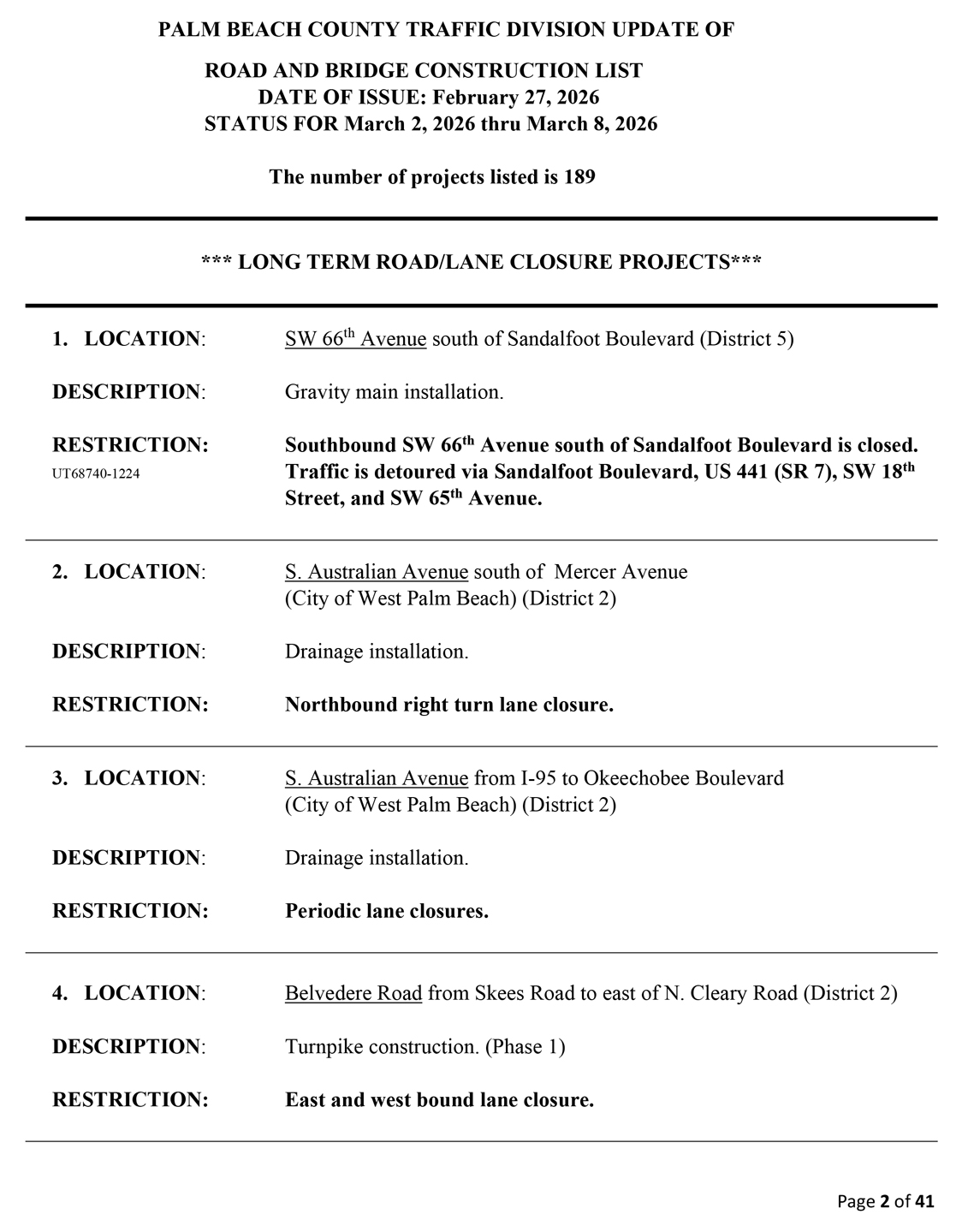 Road and Bridge Construction Report