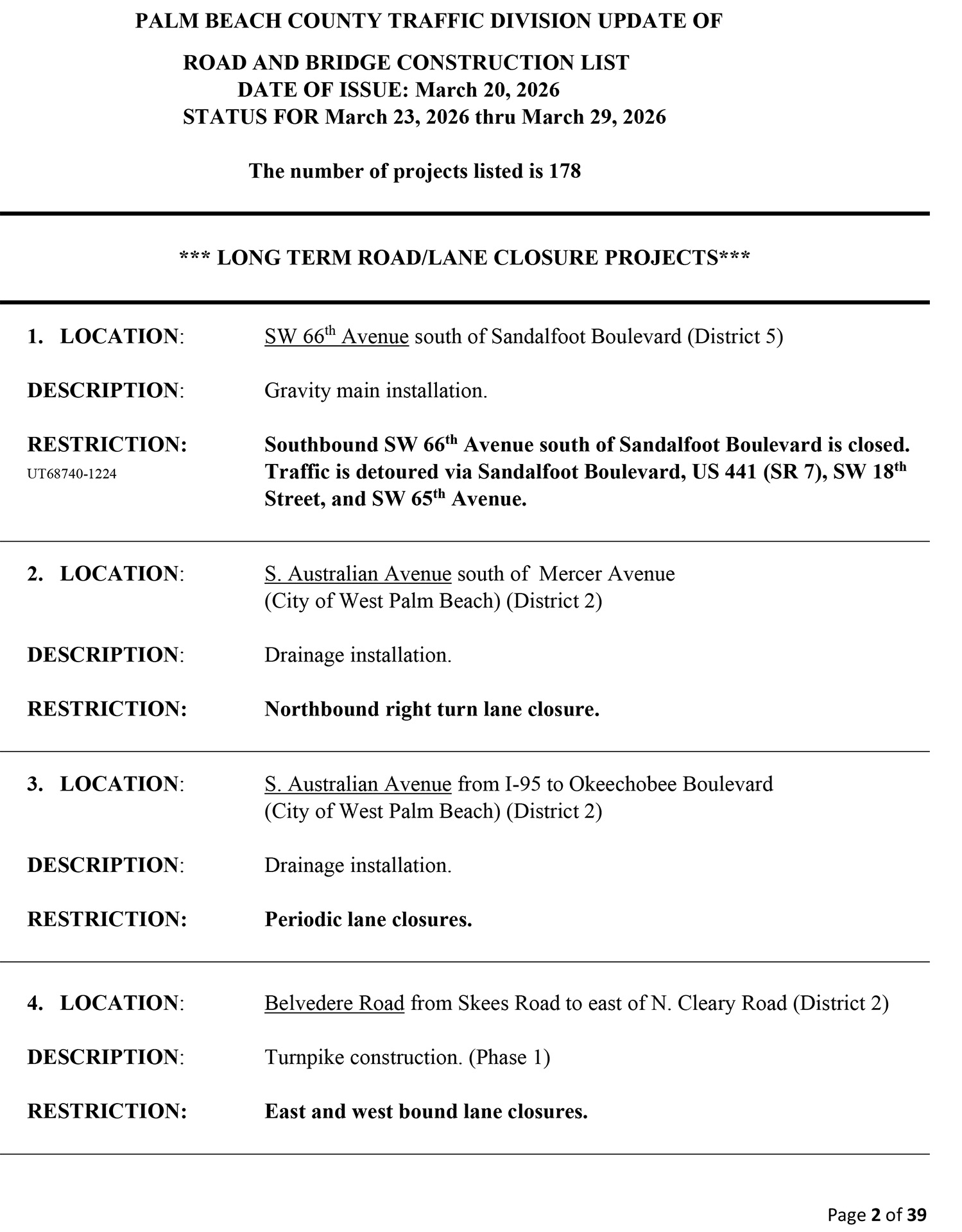 Road and Bridge Construction Report