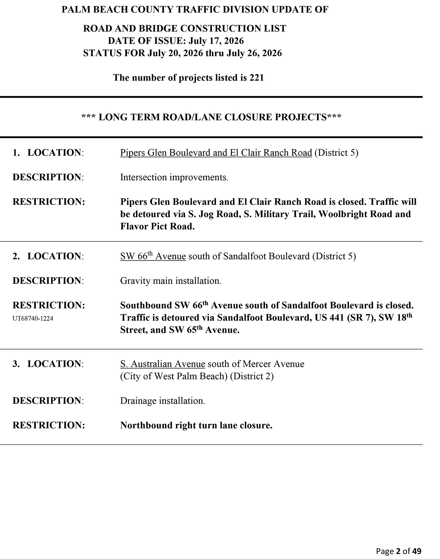 Road and Bridge Construction Report