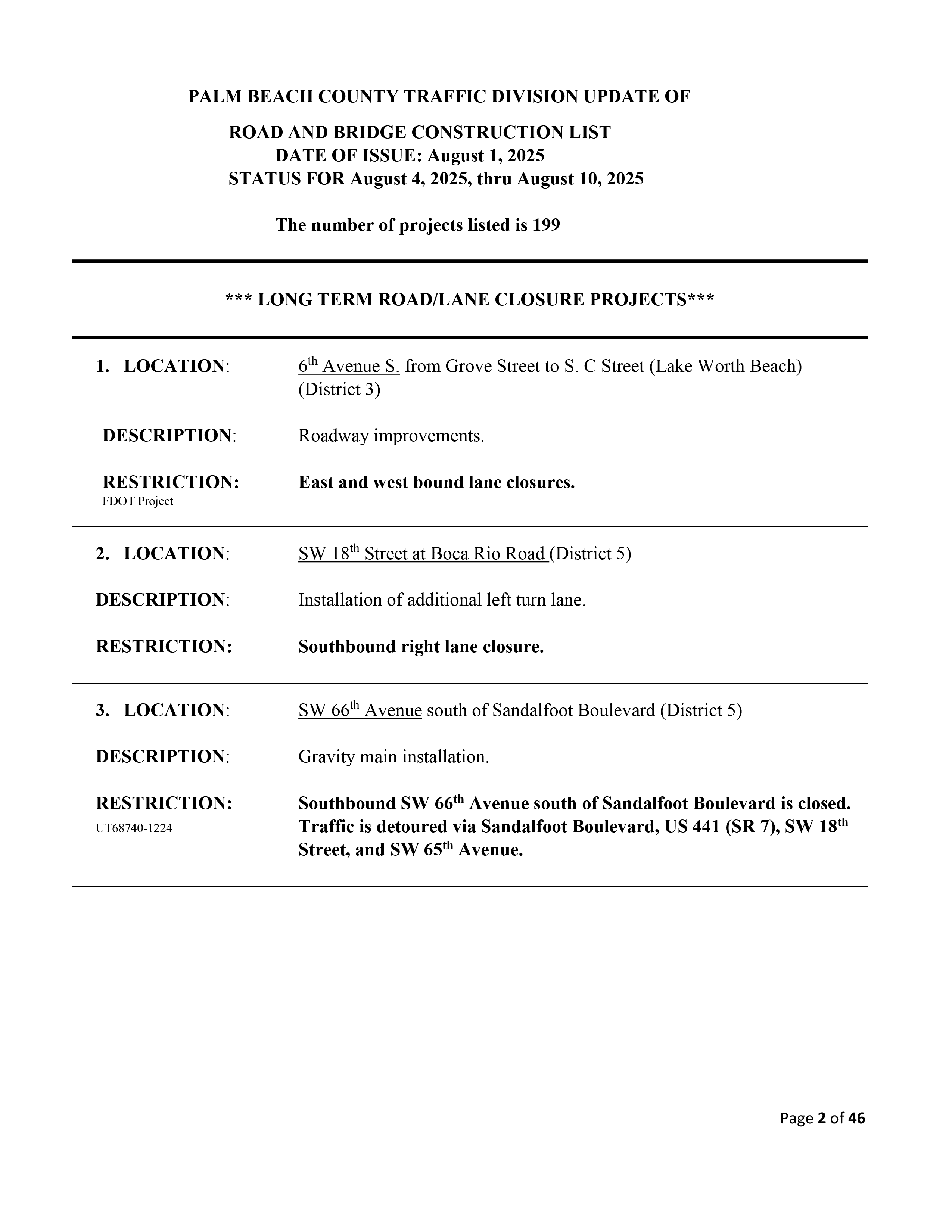 Road and Bridge Construction Report Aug. 4-10