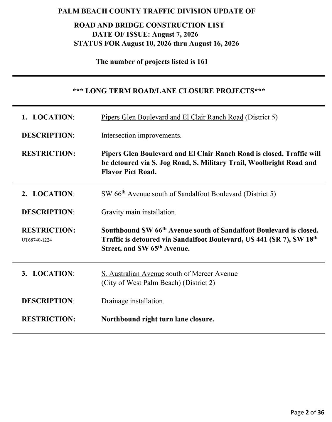 Road and Bridge Construction Report