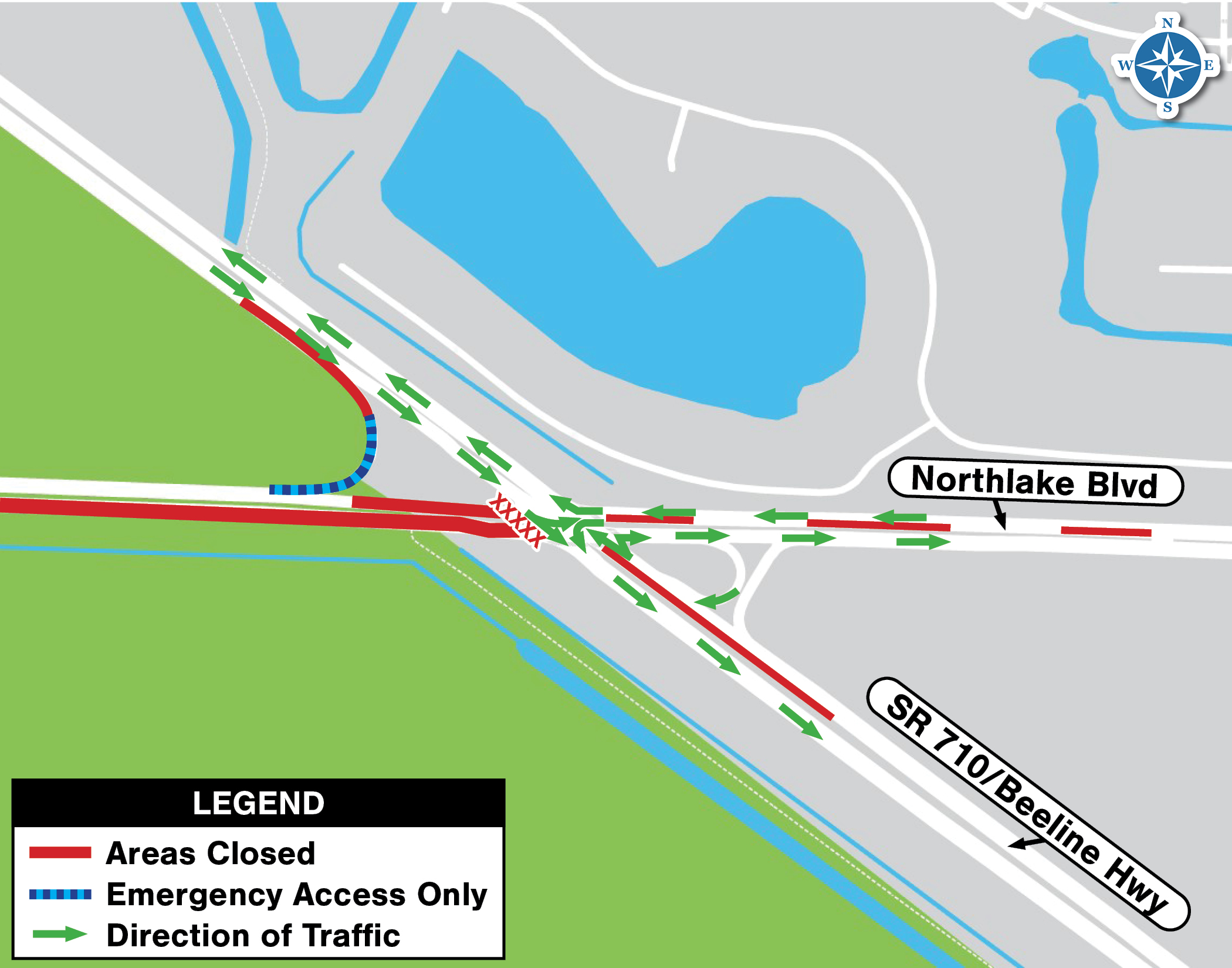 Beeline Hwy and Northlake Blvd Open Traffic Movements Map Graphic