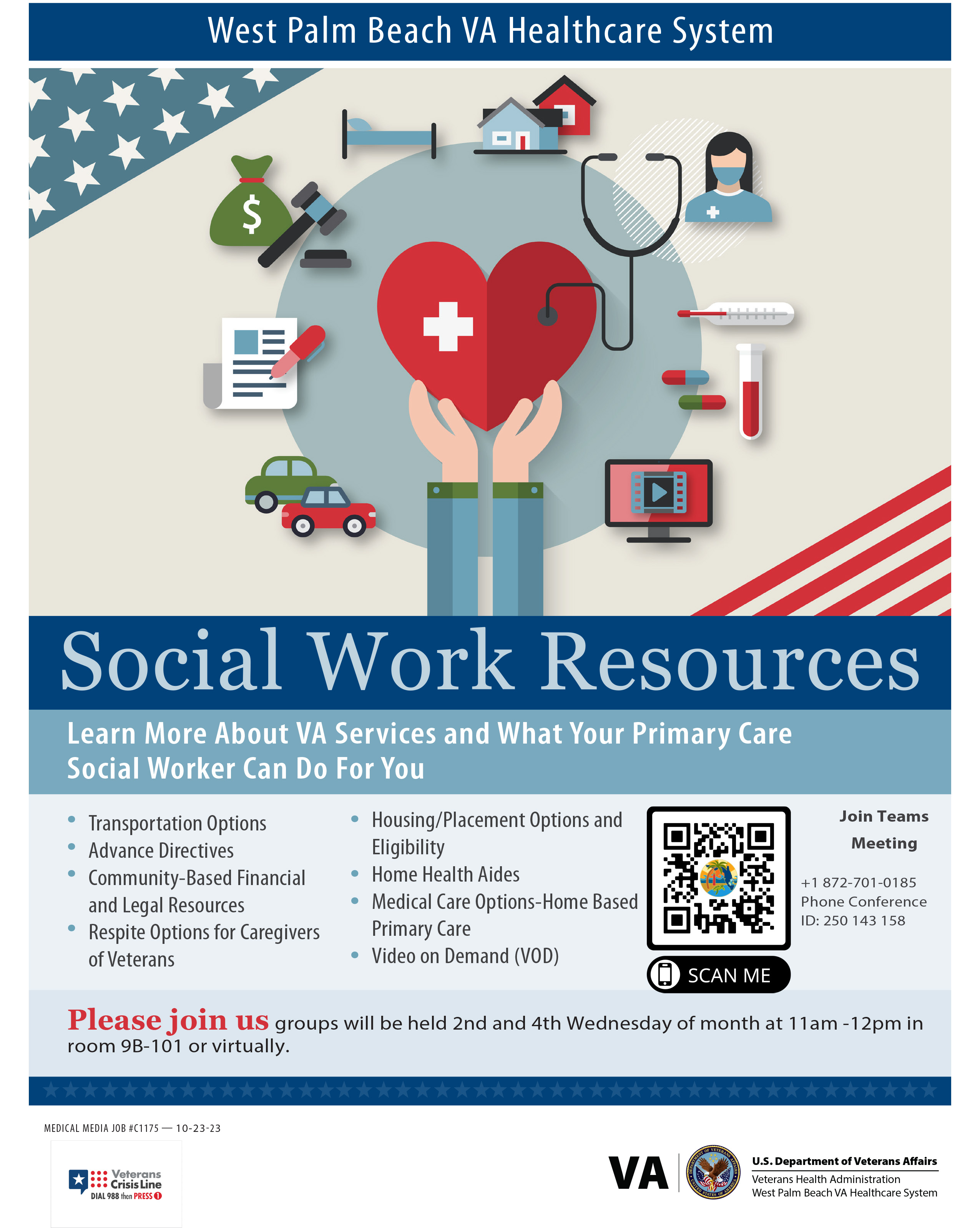Join a bi-monthly virtual meeting to learn about social work resources for veterans and dependants.