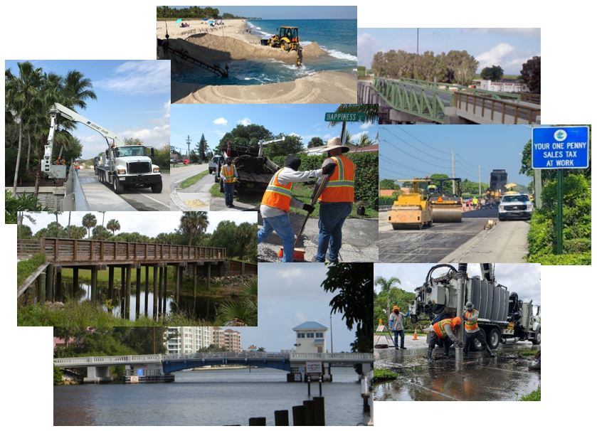 collage of various road and bridge projects in action