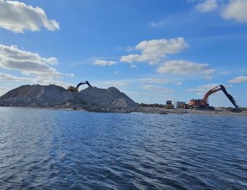 Side view of Bonefish Cove Island Construction