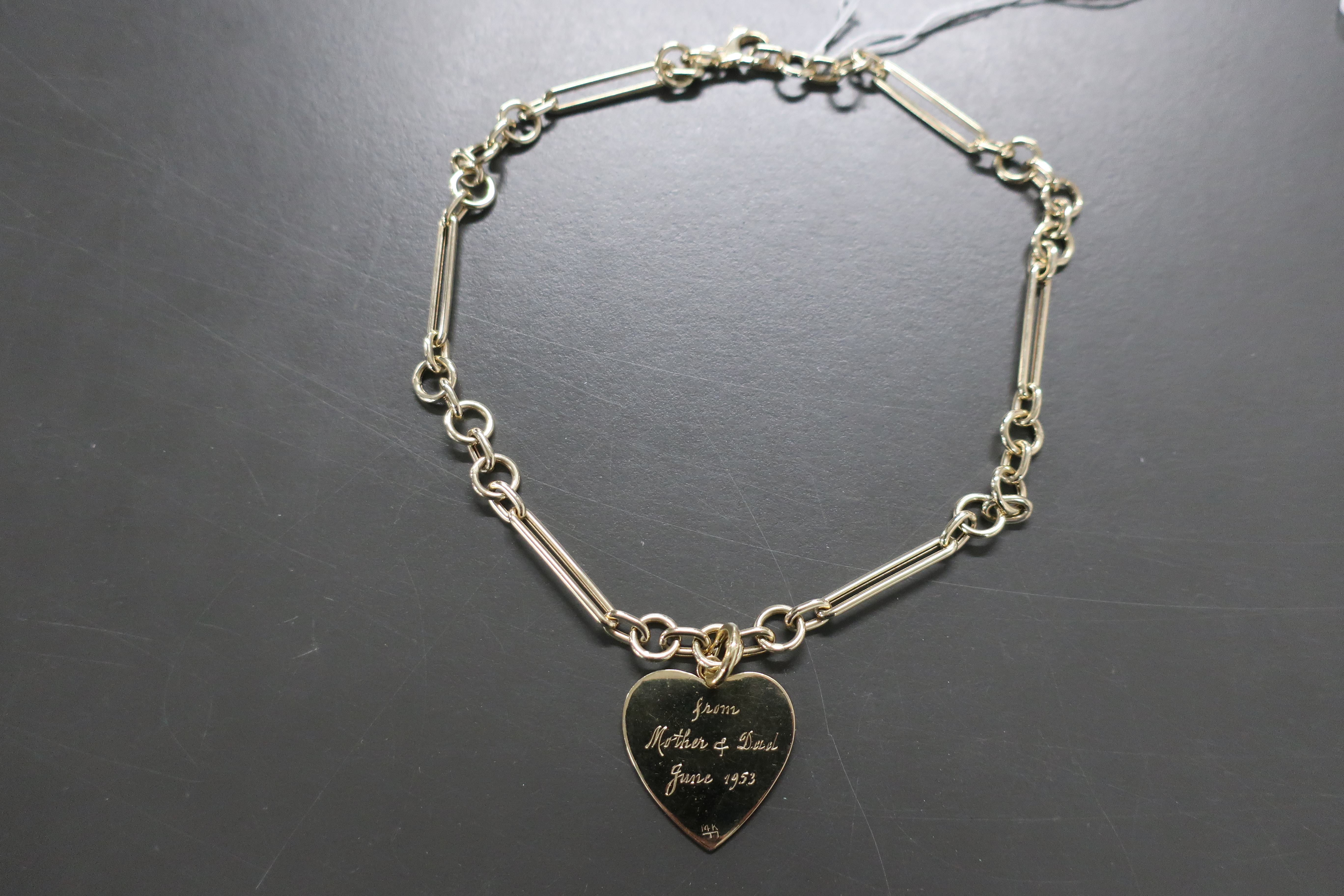 LOT WITH 14k YELLOW GOLD NECKLACE & HEART SHAPED PENDANT