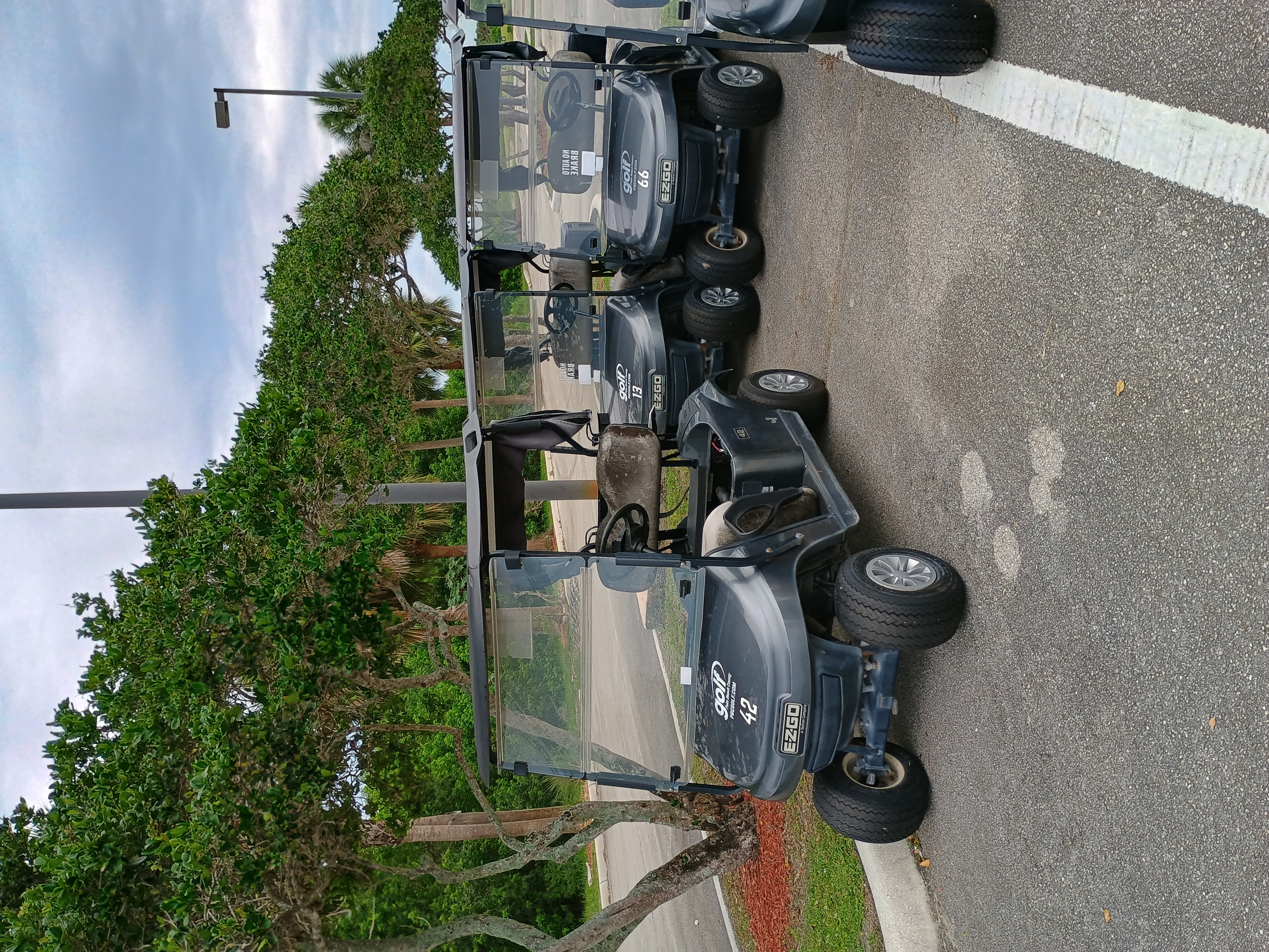 LOT of THREE (3) EZ-GO EX1 GAS GOLF CARTS #42/66/13