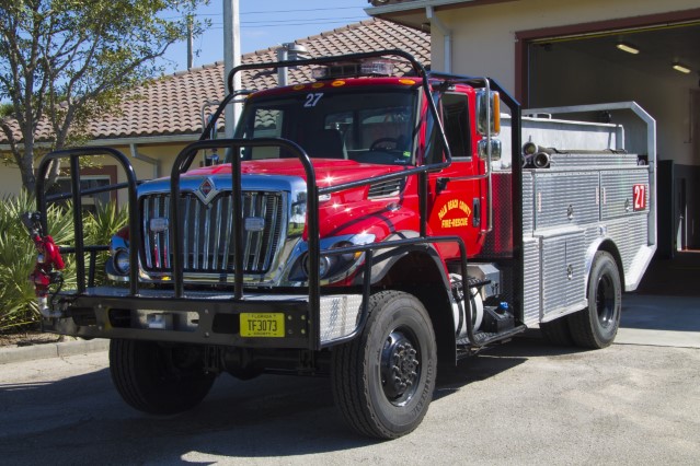 Type of Unit:  Brush
Station:  27
Year Built:  1998
Manufacturer:  Ferrara
Chassis:  Freightliner 3-D
Water Capacity:  750 gallons 
Pump Rate:  500 gallons per minute 