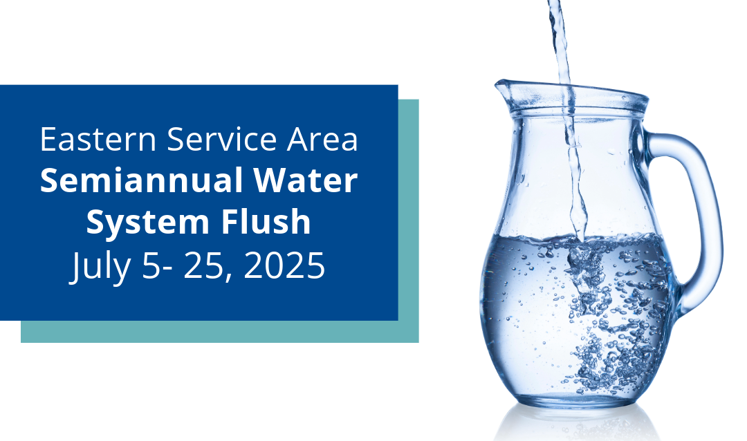 Picture of a water pitcher saying Eastern Service Modifcation July 5 to July 25
