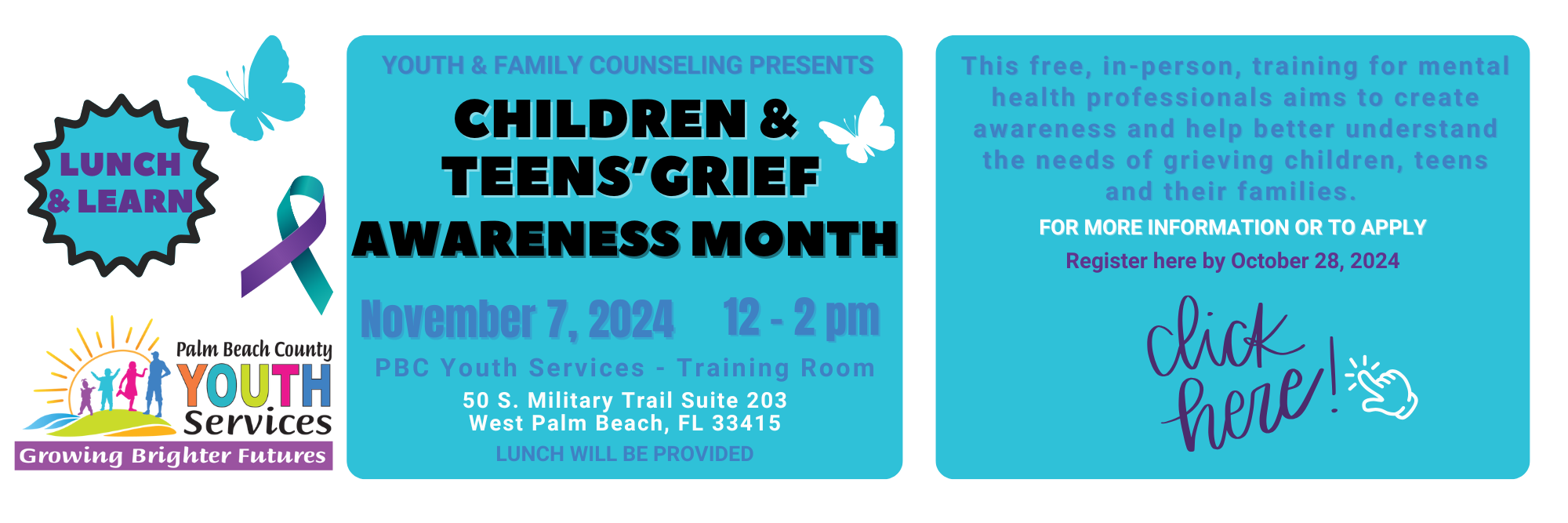 PBC Internet Banner Grief Awareness Month - Lunch & Learn Banner